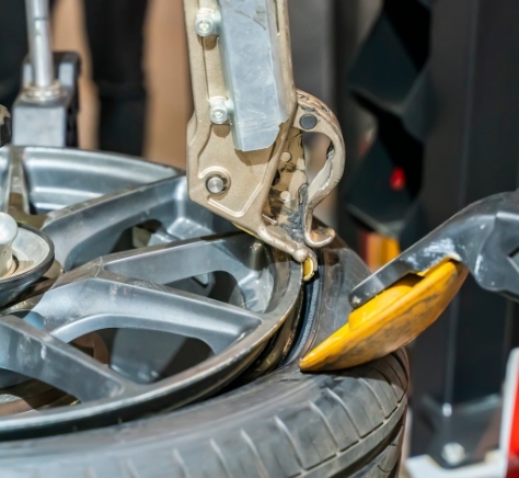 Tire being replaced