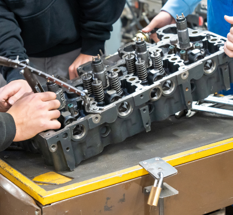 Transmission being serviced